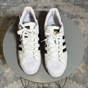Adidas White and Black Striped Sneakers
